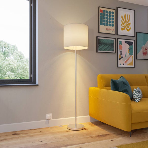 Lindby Stehlampe Everly (Modern) in Weiß aus Textil (1 flammig, E27) - Stehleuchte Standleuchte Floor Lamp Wohnzimmerlampe Wohnzimmerleuchte