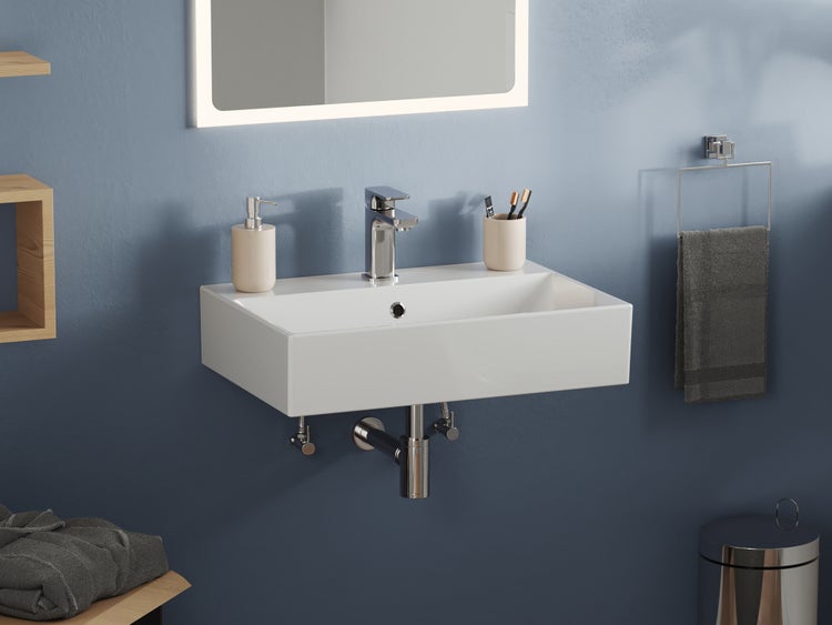 Aqua Bagno Loft Waschbecken – 60 cm – Keramik – Weiß Hochglanz – KS.60
