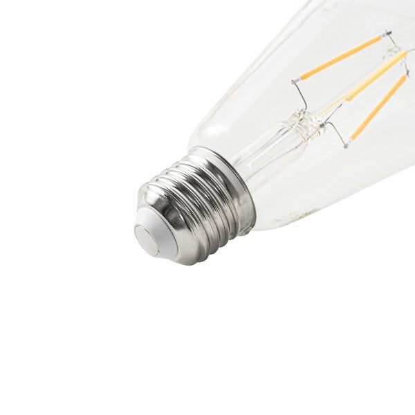 LED-Filament-Leuchtmittel aus klarem Glas mit E27-Schraubsockel.