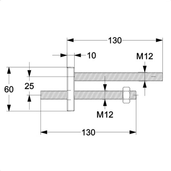 Technische Zeichnung eines Bolzens mit Maßen