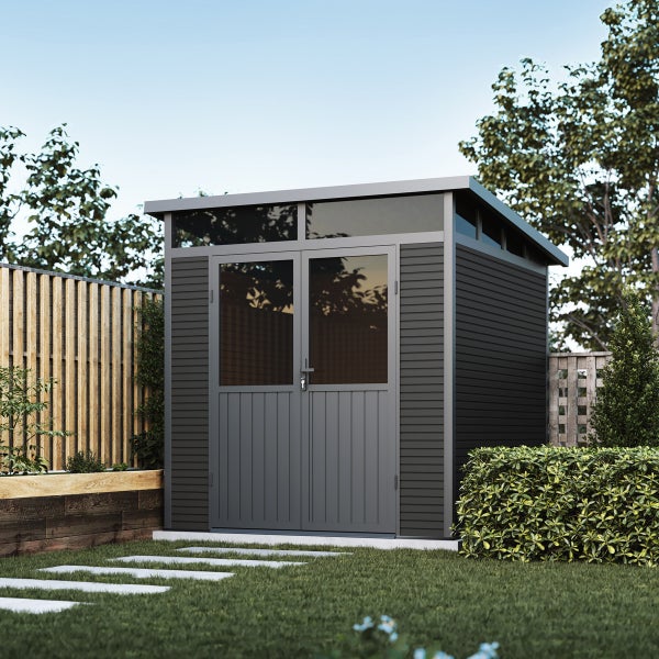Weide Gartenhaus Aluminium Gerätehaus mit Doppeltür 218x218x226 cm Wetterfest Anthrazit