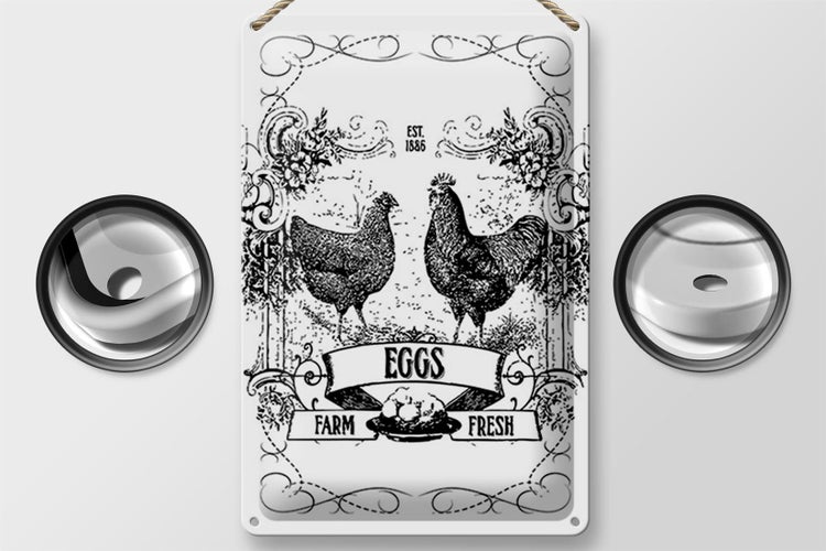 Blechschild Spruch 20x30cm EGGS farm fresh est. 1886