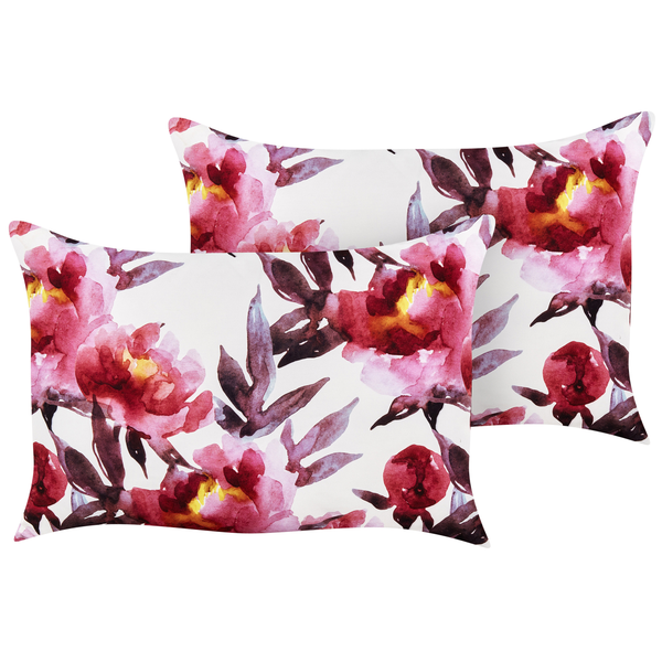 Gartenkissen 2er Set LANROSSO Blumenmuster 40 x 60 cm Rosa