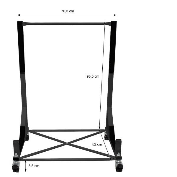 ECD Germany Hardtopständer mit 4 feststellbaren Rädern inkl. Bezug - Schwarz - aus pulverbeschichtetem Stahl - Hardtop Ständer Hardtophalter Aufbewahrung Trolley Hülle Abdeckhaube Schutzbezug Cover