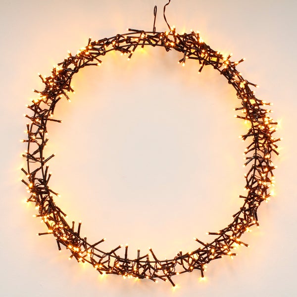 ECD Germany Lichterkranz 400 LEDs, Ø 48cm, Warmweiß, IP44, Türkranz, Fensterkranz, Weihnachtsdeko, Kranz, Weihnacht Ring, Fensterlicht, Weihnachten, Weihnachtsdekoration, Weihnachtsbeleuchtung