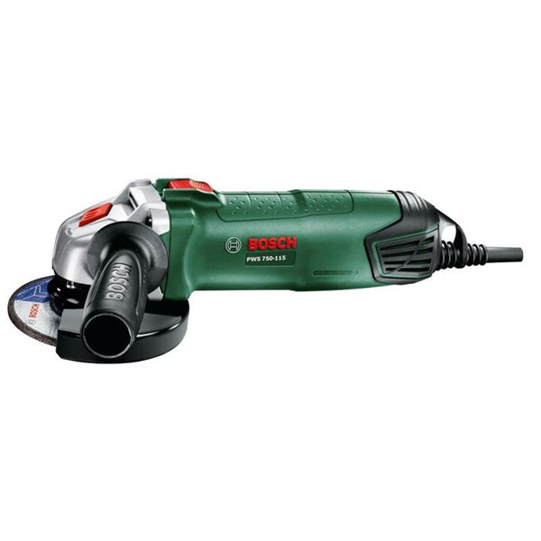 Bosch Winkelschleifer PWS 750-115 mit Zusatzhandgriff und Trennscheibe