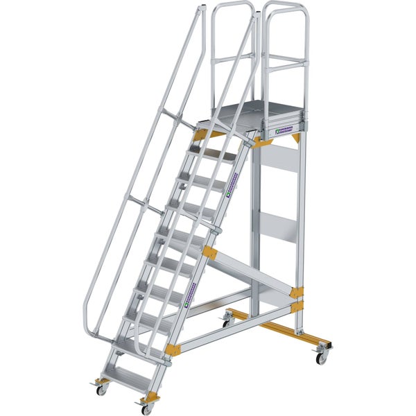 Günzburger Steigtechnik Plattformtreppe 60° fahrbar Stufenbreite 0,6 m 10 Stufen - 600710