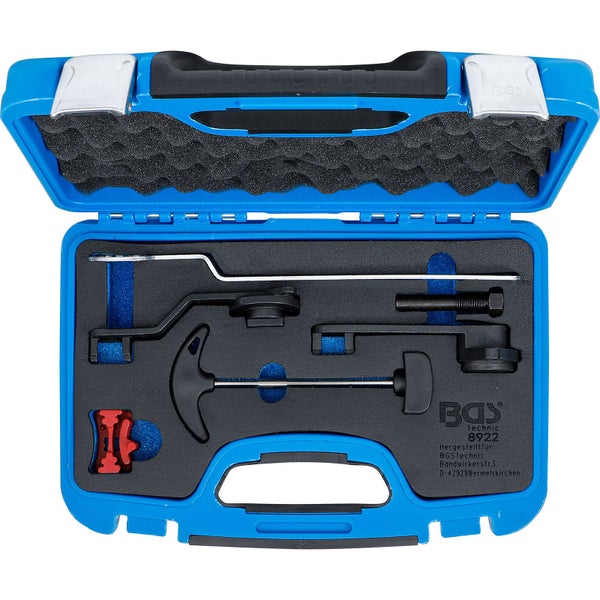 Motor-Einstellwerkzeugsatz im blauen Werkzeugkoffer