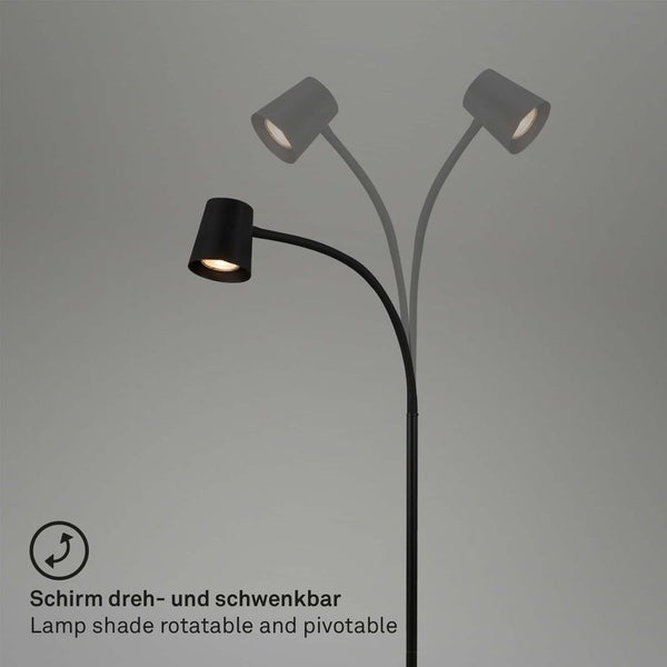 BRILONER Stehleuchte, mit Fußschalter, flexibler Lampenkopf, Stehlampe, 127,5 cm, 1x GU10, max. 9W, schwarz