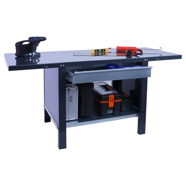 Werkbank BUFFALO METAL mit 1x Schublade | HxBxT 83x150x73cm | Traglast 700kg | Anthrazit