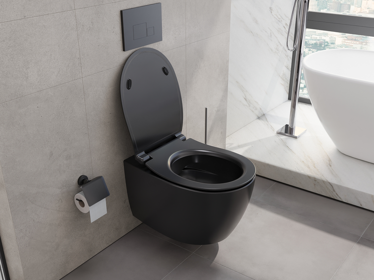 Aqua Bagno Hänge-WC 10.10.02.02.ANK – Spülrandlos – Schwarz matt – Softclose-Sitz