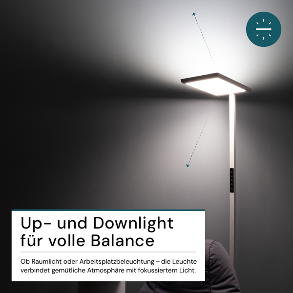 Stehlampe mit nach oben und unten gerichteter Beleuchtung für Raum- und Arbeitsplatzbeleuchtung