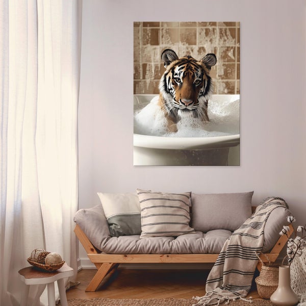 Bilder Tiger Abstrakt Badezimmer Modern Leinwandbild 100x70 cm