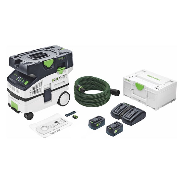 Festool CTLC MINI I-Basic Akku Absaugmobil 36 V ( 2x 18 V ) Staubkl. L + 2x Akku 5,0 Ah + Doppelladegerät + Systainer