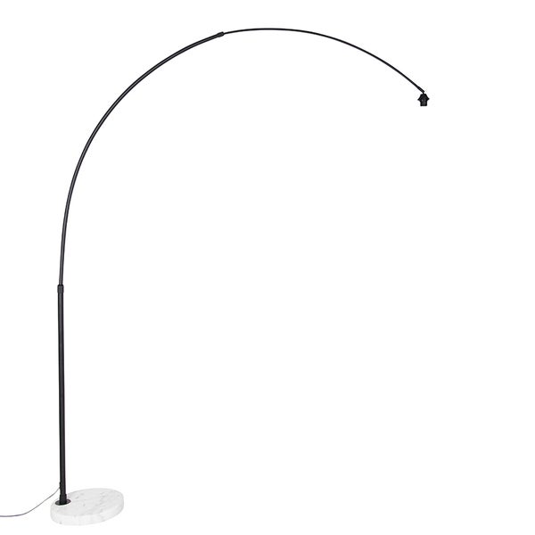 QAZQA - Moderne Bogenlampe schwarz und weiß verstellbar ohne Schirm - XXL I Wohnzimmer I Schlafzimmer - Stahl Länglich - LED geeignet E27