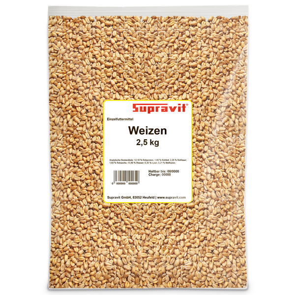 Supravit Weizen 2,5 kg Einzelfuttermittel in durchsichtiger Verpackung