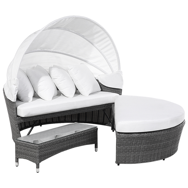 Gartenlounge-Set mit Baldachin, Tisch und Hocker