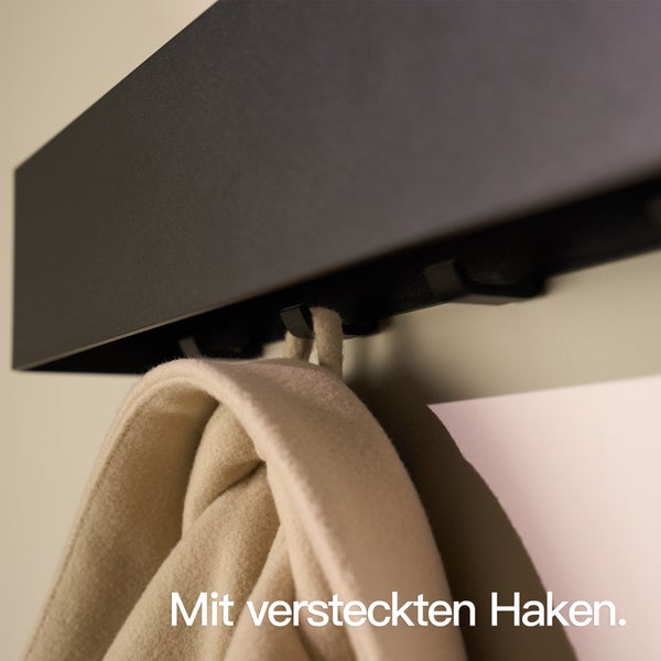 Designfabrik Hamburg Garderobe mit versteckten Haken  |  Wandgarderobe Schwarz 80 cm