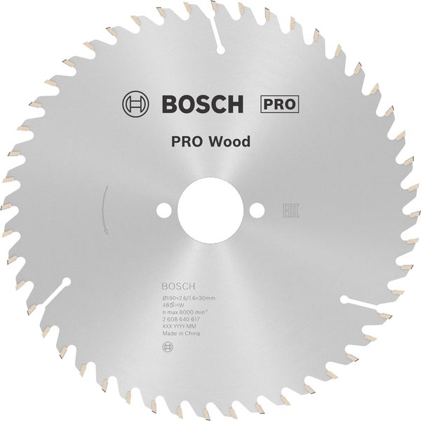 Bosch PRO Wood Kreissägeblatt 190 x 2,6 x 30 mm - 2608640617