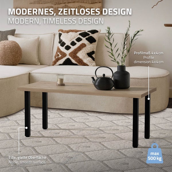 ML-Design 4er Set Tischbeine I-Design 42 cm, Schwarz glänzend, aus pulverbeschichtetem Stahl, eckig, Profil 4x4 cm, Höhenverstellbare Möbelfüße 1-4 cm, Möbelbeine für Couchtische, Bänke, TV-Möbel