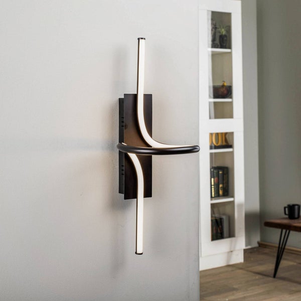 Lindby LED Wandleuchte, Wandlampe Innen Divola dimmbar (Modern) in Schwarz aus Aluminium (1 flammig ) - Wandstrahler Wandbeleuchtung Schlafzimmer / Wohnzimmer Wohnzimmerleuchte