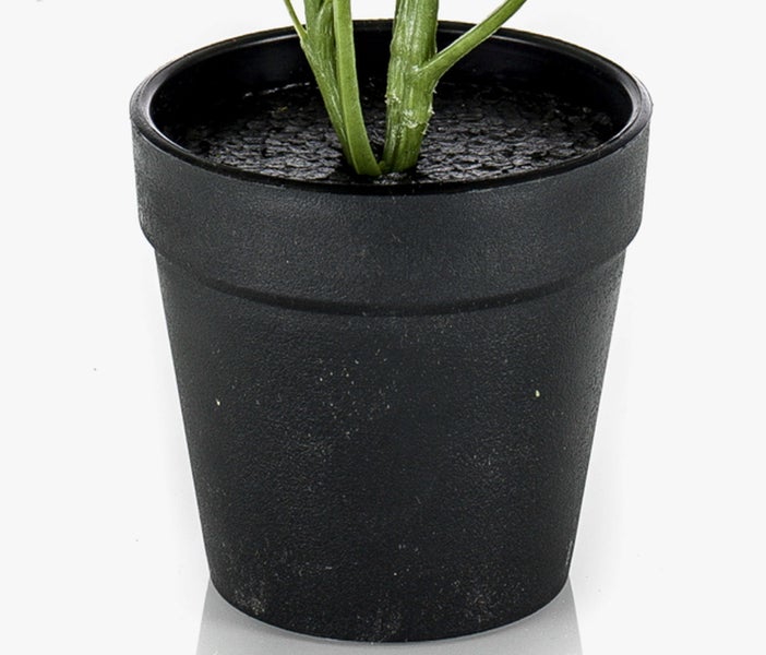 Künstlicher Dekozweig mit weißer Blüte und braunem Samenstand