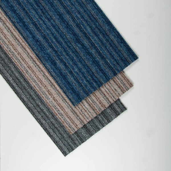 Selbstliegende Teppichdielen blau grau Schatex Teppichfliesen in 25x100 cm für Büro und Schlafzimmer Schlingen Teppich Dielen selbstliegend
