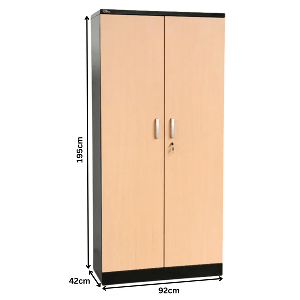 PROREGAL Aktenschrank Beetle 4 Fachböden HxBxT 195 x 92 x 42 cm Schwarz & Buche