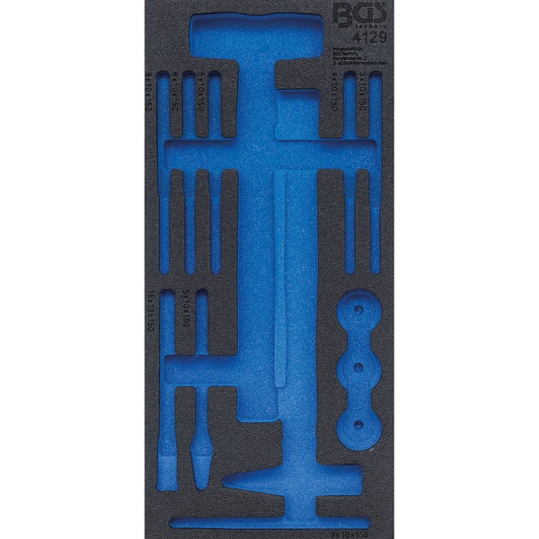 BGS technic Werkstattwageneinlage aus Schaumstoff mit Aussparungen für Handwerkzeuge.