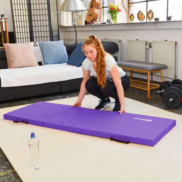 180x60 Klappbare Gymnastikmatte - 5cm dicke Turnmatte Aubergine Schwarz