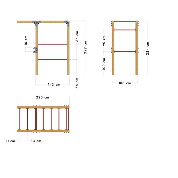 WICKEY FIT Base 425 – Outdoor-Fitnessgerät – rot