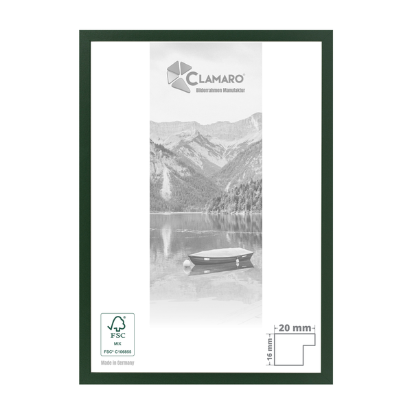 Bilderrahmen Dunkelgrün Clamaro 20mm  Holz eckig Collage20 40x34 cm