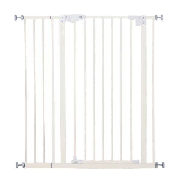 PawHut Türschutzgitter extra hoch Treppenschutzgitter 97,5 x 104,1 cm Hundegitter ohne bohren mit Verlängerung Absperrgitter mit Doppelter Verschluss für Haustier Auto-Close Metall Weiß