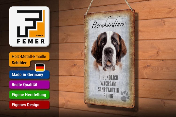 Blechschild Spruch 20x30cm Bernhardiner Hund Schild