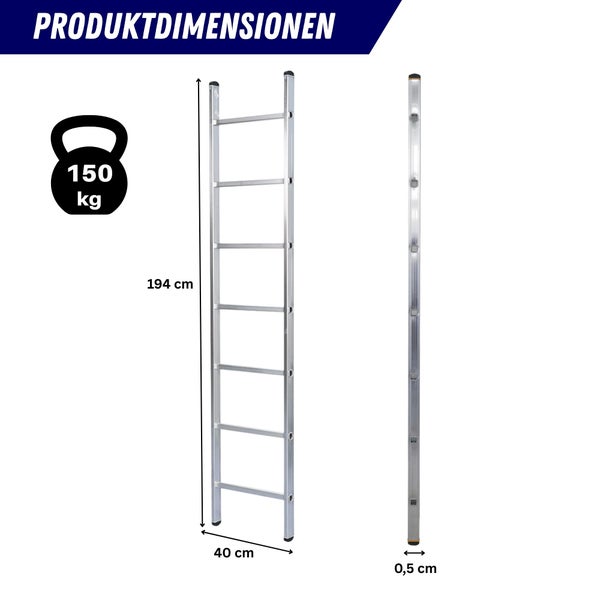 Aluminiumleiter mit den Produktabmessungen