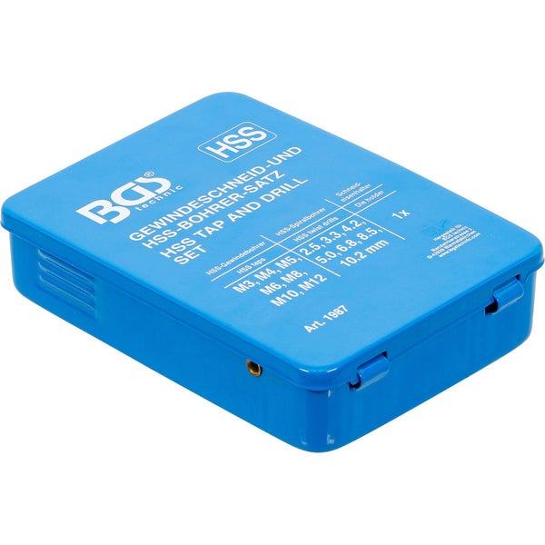 BGS Technic Gewindeschneid- und HSS-Bohrersatz im blauen Koffer