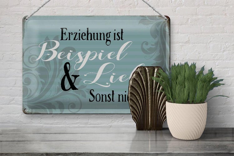 Blechschild Spruch 30x20cm Erziehung ist Beispiel und Liebe
