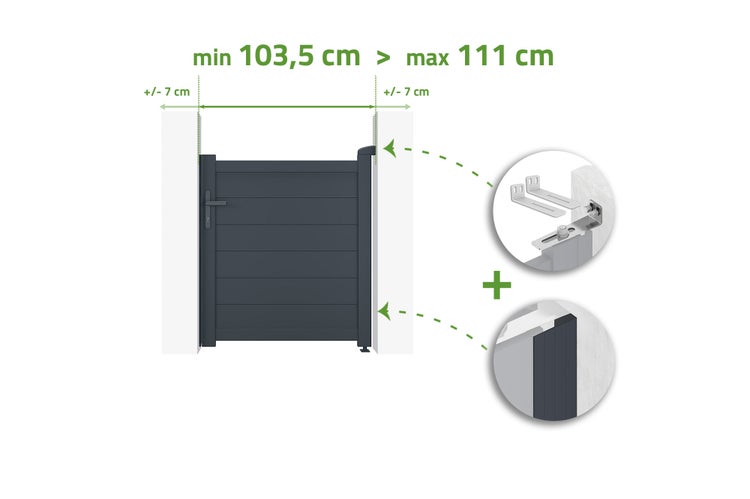 Abmessungen eines Gartentors mit Montagebeispielen