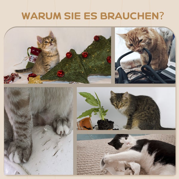 PawHut Katzen Kletterwand 4 tlg. Klettern Katzenkratzbaum mit Kaztentreppe, Hängematte, Sprungplatt, Wandkratzbaum, Wand Katzenmöbel für Katzen bis 5 kg, Polyester, Grau
