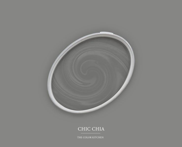 Farbmuster der Wandfarbe Chic Chia von The Color Kitchen mit wirbelnder Struktur.