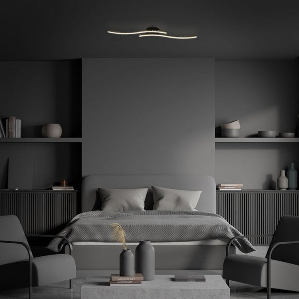 Briloner Leuchten REY - Wand-& Deckenleuchte - 3718025 - Glitzereffekt durch Laserlochoptik - 12W ? 1400 lm - Warmweiß 3000K - 80,5 x 14 x 10 cm