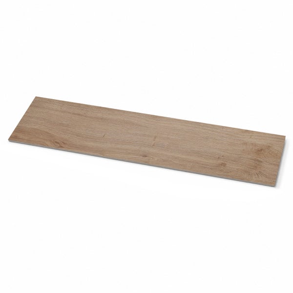 Bodenfliese in Holzoptik, rechteckige Plankenform mit Maserung.