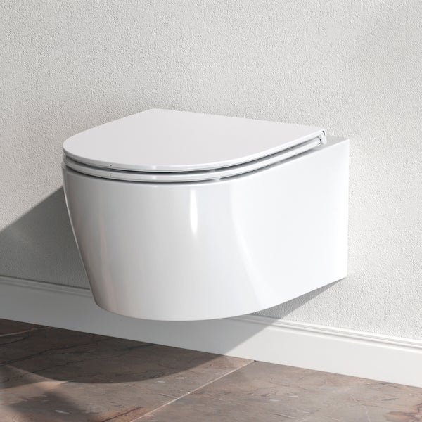 AM.PM Wand-WC  Tiefspüler ohne Spülrand weiß glänzend mit WC-Sitz CXB1700SC X- Joy S