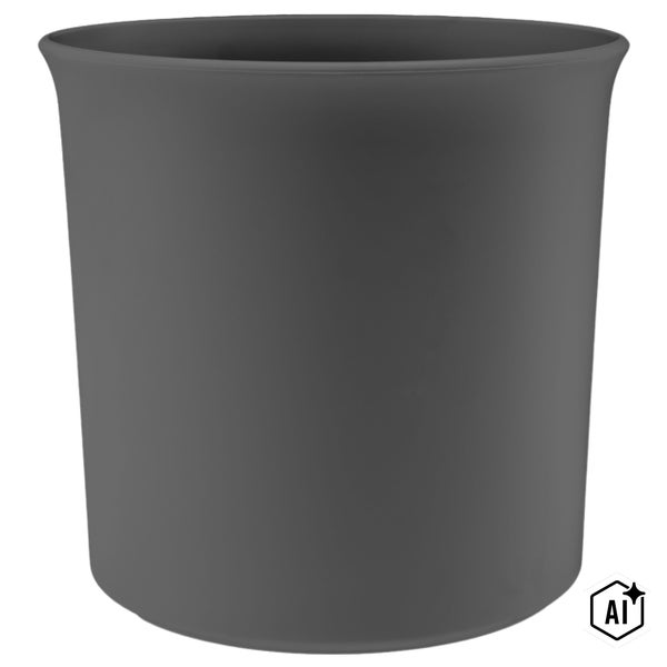 Zylindrischer Blumentopf aus Kunststoff in Anthrazit mit leicht ausgestelltem Rand.