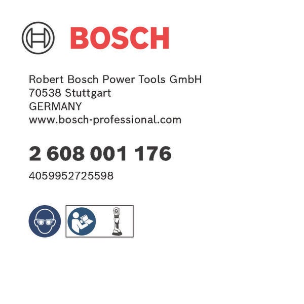 Bosch Logo. Symbol: Schutzbrille tragen. Symbol: Bedienungsanleitung lesen.
