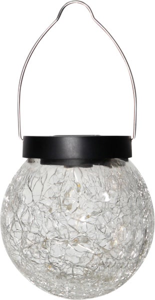 Solarlaterne mit Glaskugel und Metallbügel