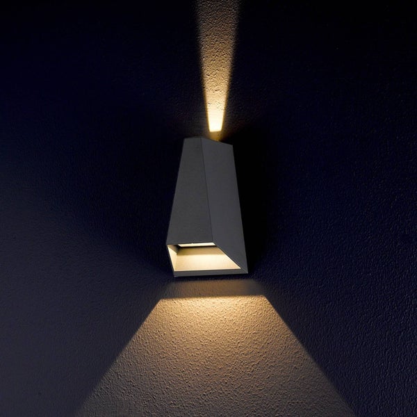 Lucande LED Wandleuchte außen Jendrik (spritzwassergeschützt (Modern) in Schwarz aus Aluminium (2 flammig, ) - Außenwandleuchten Wandlampe Led Außenlampe Outdoor für