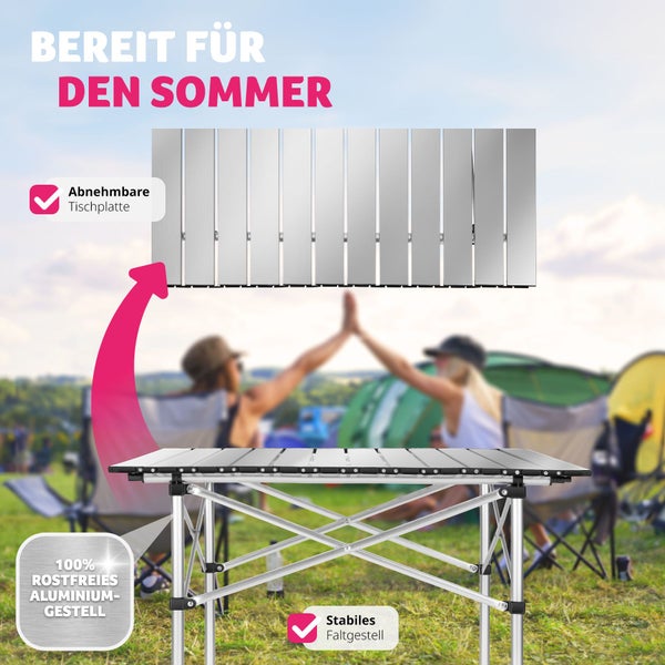 Campingtisch tectake  70 x 70 x 70 cm klappbar grau