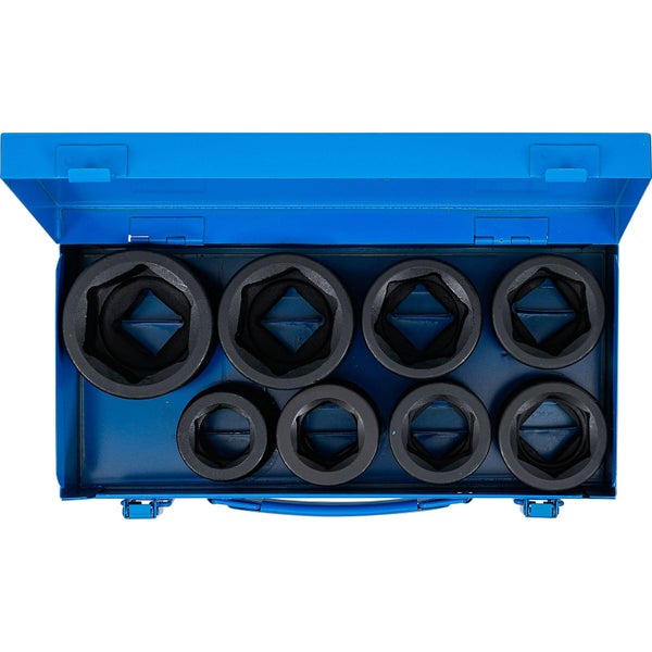 BGS Kraft-Steckschlüssel-Einsatz-Satz Sechskant Antrieb Innenvierkant 25 mm (1) SW 27 - 50 mm 8tlg. - 5245