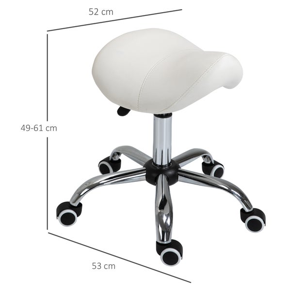 HOMCOM Sattelhocker, 52L x 53B x 49-61H cm, PU, Weiß